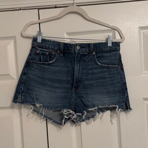 Abercrombie & Fitch Dark Blue Frayed Jean Shorts